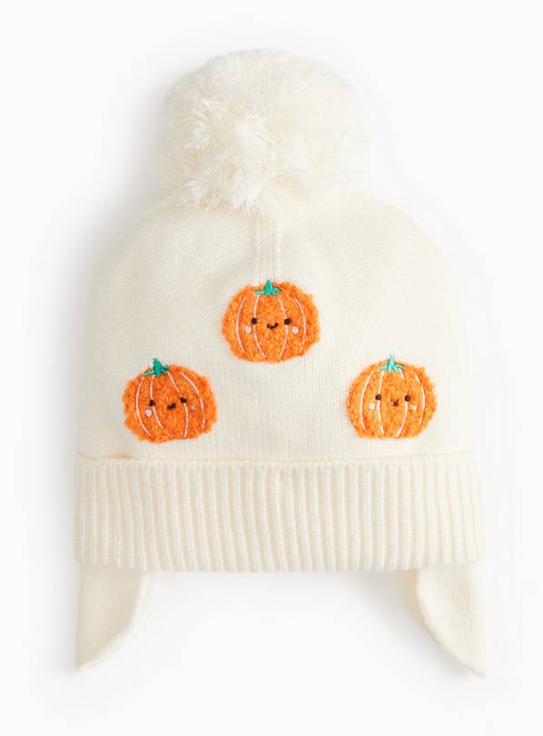 Halloween Pumpkin Pom Pom Hat Up to 3 mths